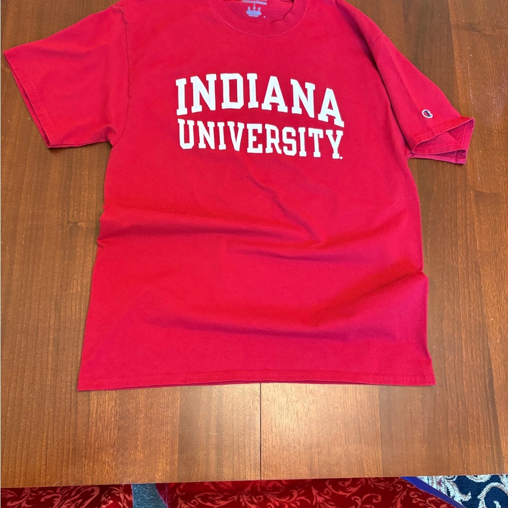 Champion Red Indiana University Tee with White Lettering
